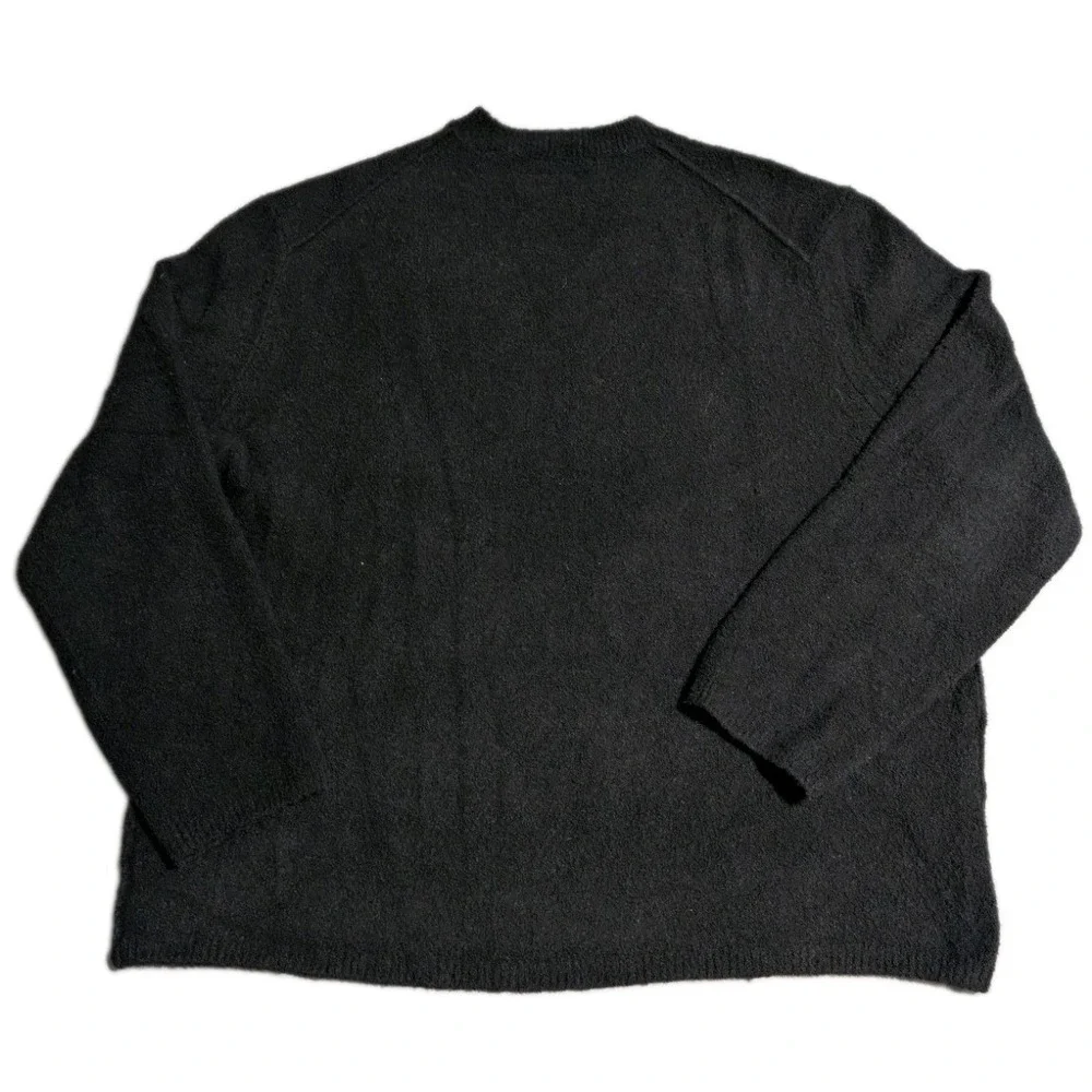 AllSaints Oversized Boucle Crewneck Sweater Mens XXL Black Textured Pullover